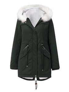 Women's Parker Coat Daily Going Out Fall Winter Casual Waisted Solid Color Cotton Oversized Hoodie Coat