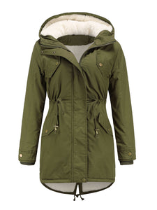 Women's Parka Coat Street Daily Winter Plush Long Coat Solid Color Oversized Fur Warm Coat