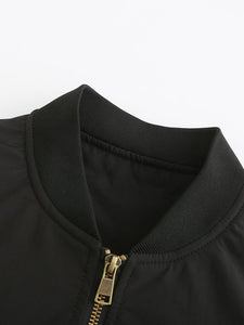 Women's Pilot Style Jacket Daily Fall Winter Casual Solid Color Stand Collar Sporty Jacket