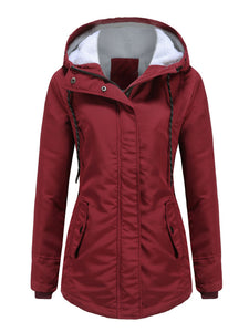 Women's Parker Coat Daily Going Out Fall Winter Casual Waisted Solid Color Oversized Hoodie Coat