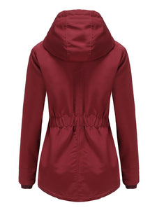 Women's Parker Coat Daily Going Out Fall Winter Casual Waisted Solid Color Oversized Hoodie Coat