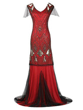 Load image into Gallery viewer, Green 1920s V Neck Sequined Long Flapper Dress