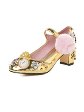 Load image into Gallery viewer, 9.5CM Luxury Pompom Chunky Heels Retro Shoes