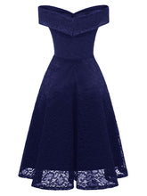 Load image into Gallery viewer, Solid Color Short Sleeve Off the Shoulder A line Vintage Party Dress