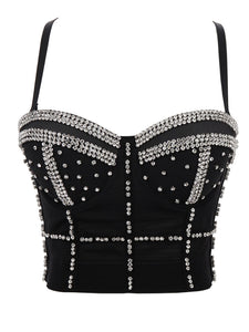 Sexy Handmade Rhinestones Corset Camisole Top