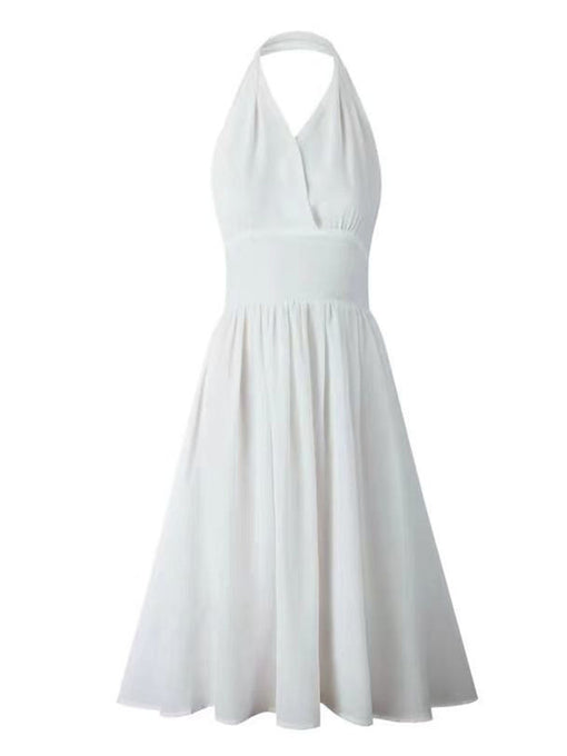 White Halter Sexy Marilyn Monroe Same Style 1950S Vintage Dress