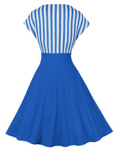 Load image into Gallery viewer, Green Stripe Raglan Sleeves 1950S Vintage Swing Dress