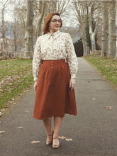 Load image into Gallery viewer, Orange Long Sleeve Blouse And Skirt Vintage Set 1950S Dress