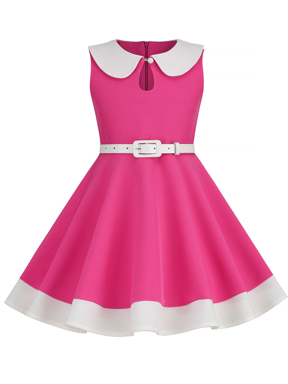 Kids Little Girls' Dress Peter Pan Sleeveless Cotton 1950s Vintage Dress, Pink / 4 Years Kids Little Girls' Dress Peter Pan Sleeveless Cotton 1950s Vintage Dress, Pink / 4 Years
