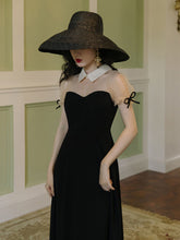 Load image into Gallery viewer, Black Semi-Sheer Bowkont Little Black Dress