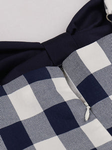 Navy Plaid Spaghetti Strap 1950S Vintage Swing Dress