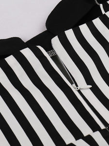 Beetlejuice Costume Spaghetti Strap Pocket Dress With Black and White Vertical Stripe