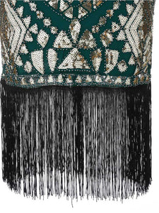 6 Colors Short Sleeve 1920s Sequined Flapper Dress