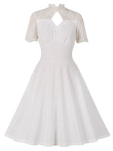 Load image into Gallery viewer, White Queen Collar Lace Semi-Sheer 1950S Vintage Dress With Pockets