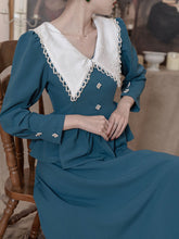 Load image into Gallery viewer, Lake Blue 1950S Long Sleeve Vintage Skirt Suits For Women