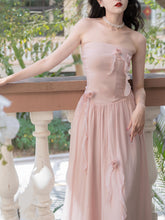 Load image into Gallery viewer, Pink 3D Rose Tube Top 1950S Fairy Vintage Dress