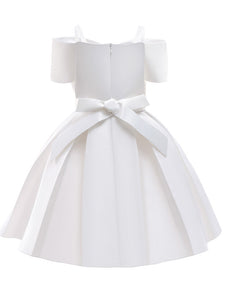 Kids Little Girls' Dress Off Shoulder Bow Birthday Christening Dress