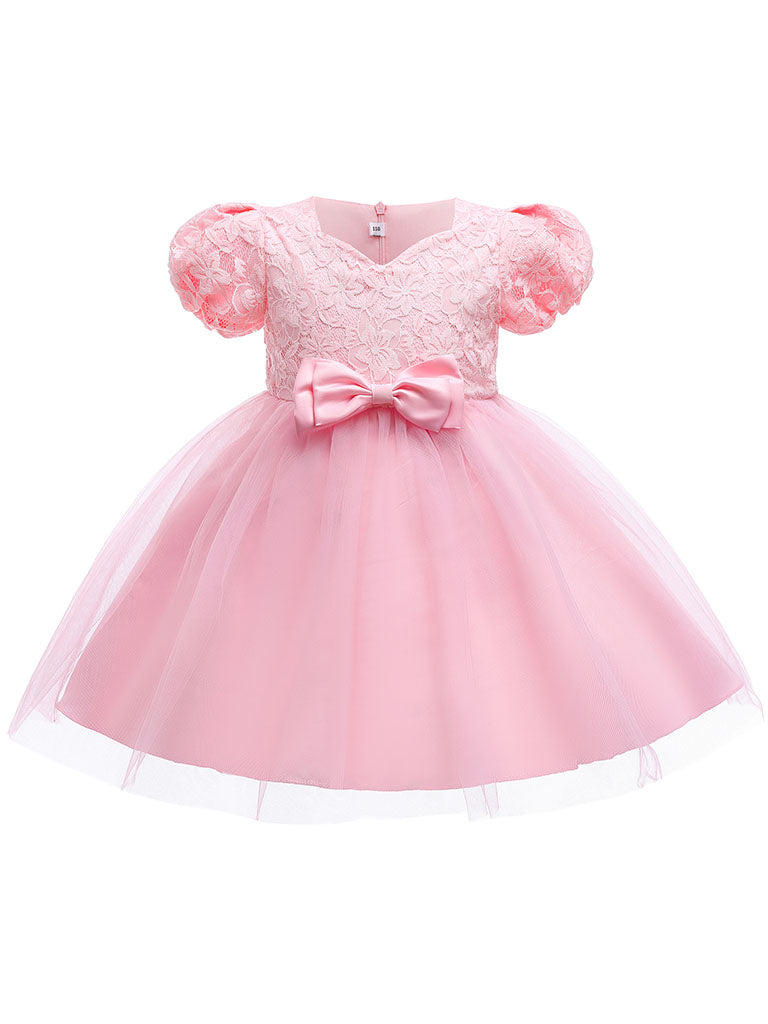 pink christening dresses Kids Little Girls' Dress Princess LaceBirthday Christening Dress, Pink / 4 Years