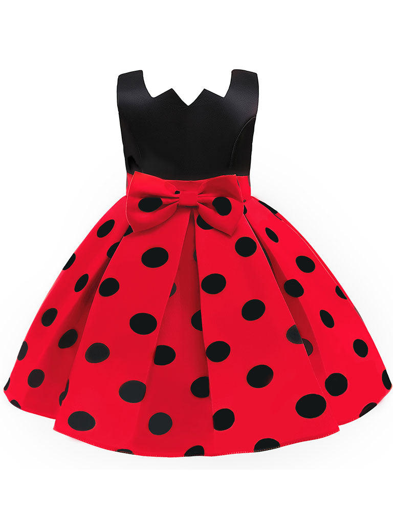 Kids Little Girls' Dress Princess Polka Dots Birthday Christening Dress