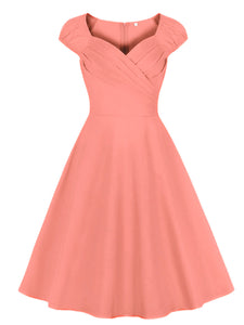 Red Sweet Heart Collar 1950S Swing Vintage Dress