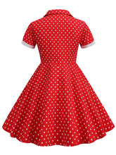 Load image into Gallery viewer, Kids Little Girls&#39; Dress Turn Down Collar Polka Dot Cotton 1950S Vintage Dress