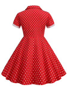 Kids Little Girls' Dress Turn Down Collar Polka Dot Cotton 1950S Vintage Dress