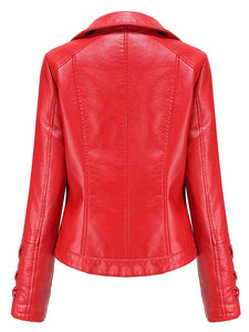 Black Weave Long Sleeve PU Leather Motorcycle Jacket