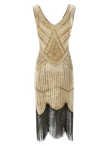 2 Colors 1920s Sequined Flapper Gatsby Dress