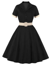 Load image into Gallery viewer, Red Plaid Turn Collar Cotton Vintage 1950S Dress With Belt