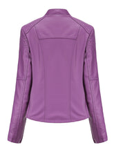 Load image into Gallery viewer, Women‘s Leather Jacket Weave Long Sleeve Winter Coat