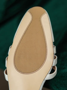 Women's Flats Sandals Round Toe Hollow Belt Leather Vintage Shoes