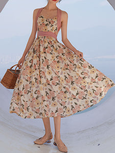 Rose Halter 1950S Vintage Dress Swing Dress