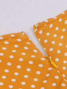 Polka Dots Off Shoulder Puff Sleeve 1950S Vintage Swing Dress