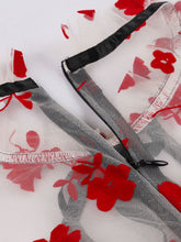 Load image into Gallery viewer, Red Flower Semi Sheer 1950S Swing Vintage Black Dress
