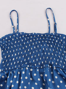 Blue And White Polka Dots Big Bow Swing Dress
