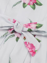 Load image into Gallery viewer, White Rose Flower V Neck 1950S Vintage Swing Dress