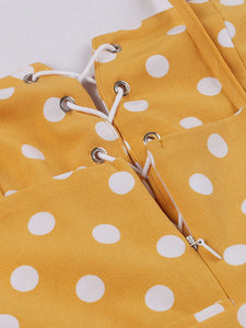 Yellow Polka Dot Sleeveless Vintage Hepburn 1950S Jumpsuit