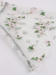 Dark Green Turn Down Flower Embroidered Semi-Sheer 1950S Vintage Dress