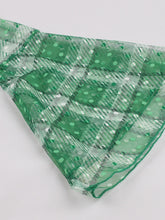 Load image into Gallery viewer, Green Plaid Trumpet Sleeves 1950S Vintage Dress