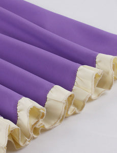 Purple Bowknot Ruffles Butterfly Sleeve 1950s Vintage Dress