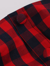 Load image into Gallery viewer, Red Plaid Spaghetti Strap Elastic Back High Waist 1950 Vintage Dress