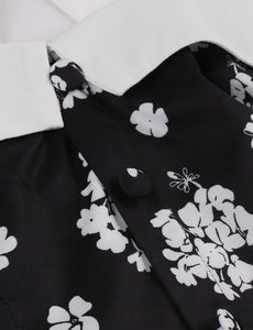 Light Blue Floral Print Halter High Waist 1950 Vintage Dress