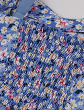 Load image into Gallery viewer, Blue Floral Print Spaghetti Strap Elastic Back High Waist 1950 Vintage Dress
