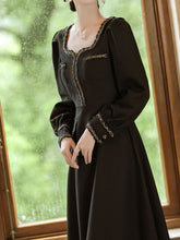 Load image into Gallery viewer, Black Ballet Square Collar 1950S Vintage Little Black Dress