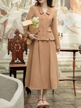 Load image into Gallery viewer, 2PS Brown Houndstooth Tweed Coat With Swing Skirt 1950S Vintage Audrey Hepburn&#39;s Style Outfits