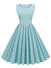 Load image into Gallery viewer, Crew Neck Plaid Salior Collar 1950S Vintage Dress