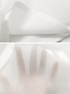1960S White Puff Long Sleeve Organza Dress