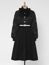 Load image into Gallery viewer, Black Big Bowknot  Diamond Lattice Pearl 1950S Coat