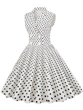 Load image into Gallery viewer, White Polka Dots Sleeveless 1950S Vintage Shirt Swing Dress