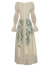 Load image into Gallery viewer, Embroidered Flower Square Collar 1950s Vintage Party Dress